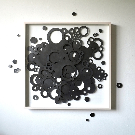 Andreas Kocks: Dschinn (#2123G), 2021, Graphite on watercolor paper, 43.5 x 43.5 x 2.75 inches (panel size: 35.5 x 35.5 inches)