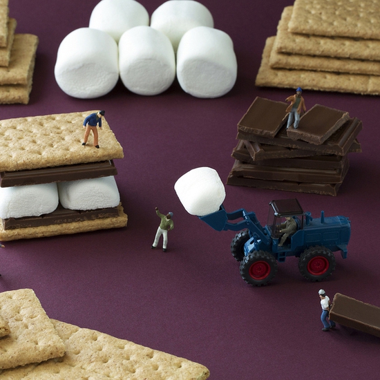 Christopher Boffoli: S’mores Team, 2013, Archival pigment ink print on metallic paper