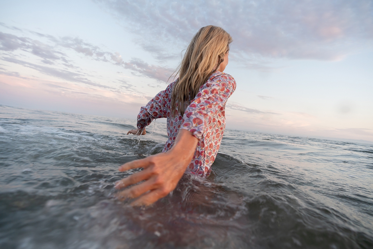 Deb Achak | Lisa in the Waves, Montecito, 2019, Digital archival pigment print, 20 x 30, 30 x 45, 40 x 60 inches