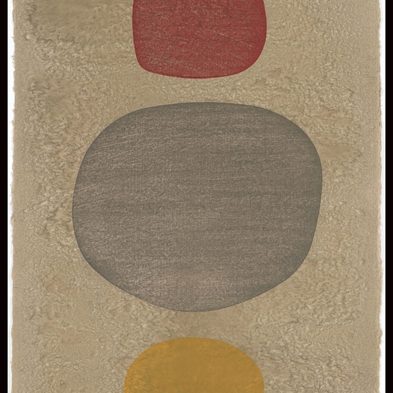 Julie Speidel's works on paper echo the geometry of her sculptures, referring to the visual language of ancient cultures.
