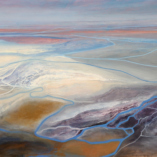 Philip Govedare: Alluvium, 2020, Oil on canvas, 43 x 66 inches (framed dimensions: 44 x 67 x 2 inches)