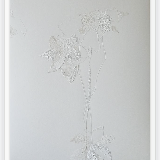 SOLD Andreas Kocks: Untitled #2010, 2020, Carved watercolor paper, 30 x 22 inches (framed dimensions: 34.25 x 26 x 2 inches)