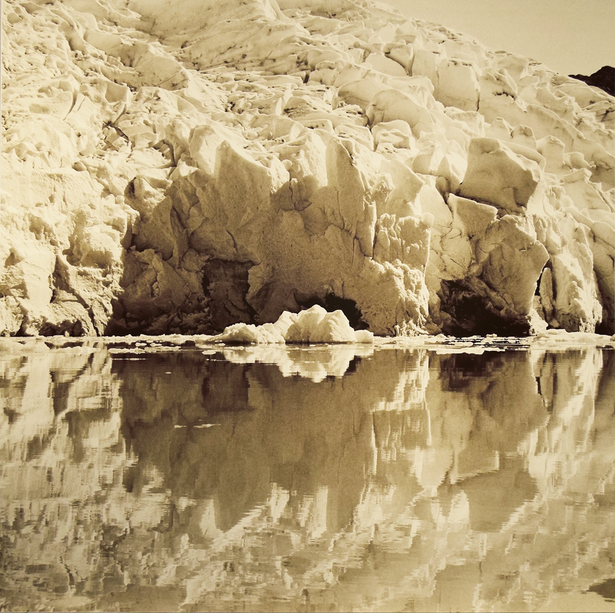 Rena Bass Forman, Patagonia #2A, Ice Mandala, 2004, Sepia toned gelatin silver print, 38 x 38 inches, AP1