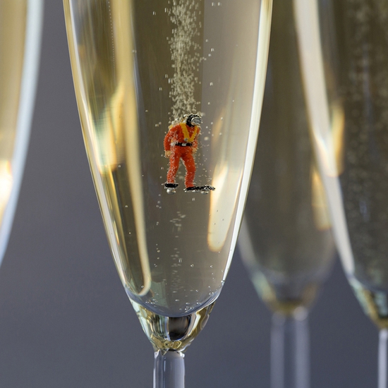 Christopher Boffoli: Champagne Scuba, 2014, Archival pigment ink print on metallic paper