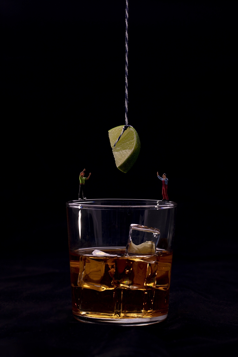 Christopher Boffoli: Bourbon Technician, 2020, Archival pigment print on metallic paper, 24 x 36 inches and other various sizes