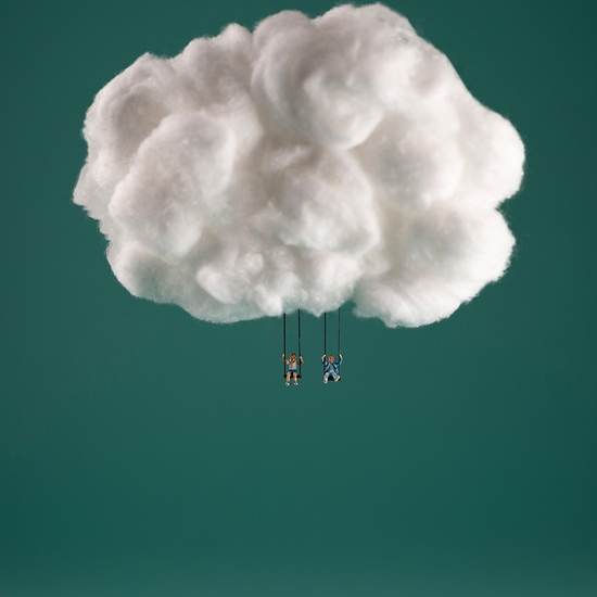 Christopher Boffoli: Cloud Swing, 2023, Archival pigment ink print on metallic paper, Available in various sizes