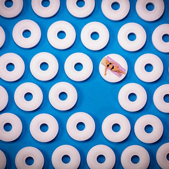 Christopher Boffoli: Lifesavers Layout, 2019, Archival pigment print on metallic paper