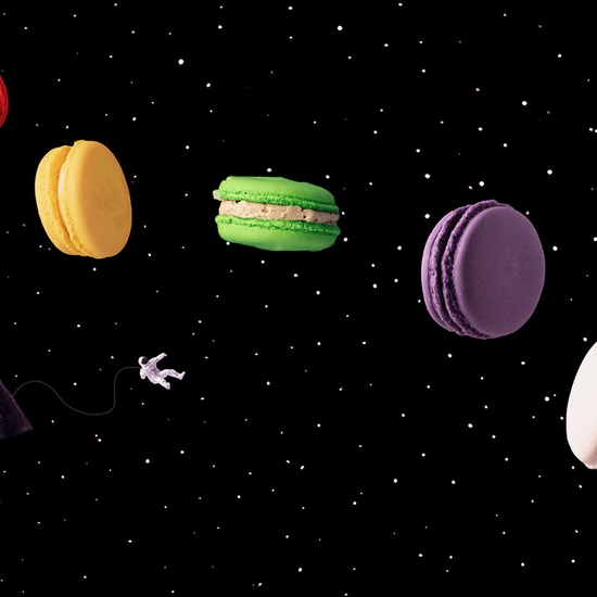 Christopher Boffoli: Macaron Constellation, 2020, Archival pigment print on metallic paper, 24 x 36 inches and other various sizes