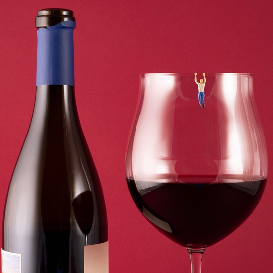 Christopher Boffoli: Red Wine Hanger, 2023, Archival pigment ink print on metallic paper, Available in various sizes