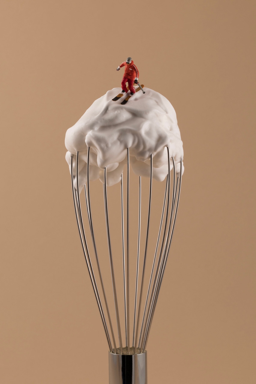 Christopher Boffoli, Whisk Piste Taupe, 2024, Archival pigment print on metallic paper, Available in various sizes