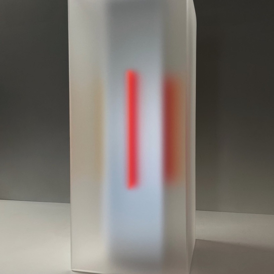 Casper Brindle, Cuboid III Silver, 2024, Acrylic and pigmented acrylic, 36 x 15 x 15 inches