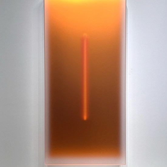 SOLD Casper Brindle, Light Glyph 060125-3 Orange, 2025, Pigmented acrylic, 47.5 x 22 x 4.25 inches