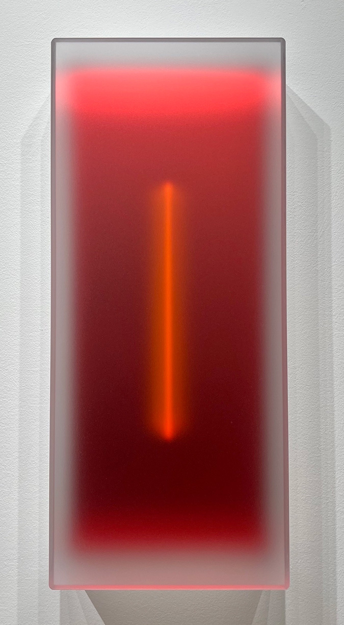 Casper Brindle, Light Glyph Red 080824, 2024, Pigmented acrylic, 23 x 10 x 3.25 inches