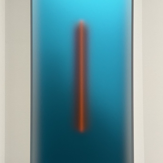 SOLD Casper Brindle: Light Glyph Teal 062724, 2024, Acrylic, 23 x 10 x 3.25 inches