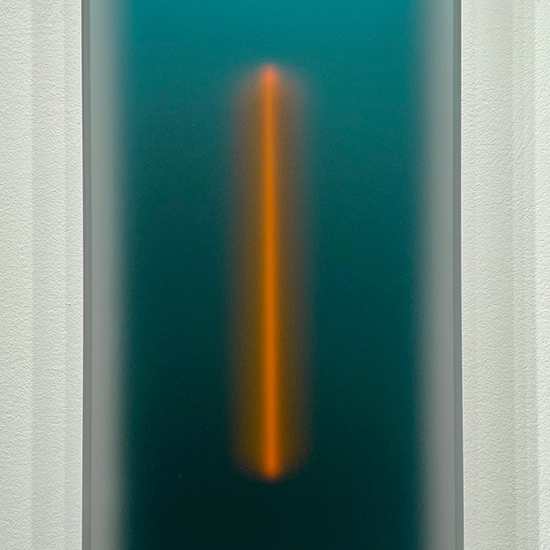 SOLD Casper Brindle: Light Glyph Teal 080824, 2024, Acrylic, 23 x 10 x 3.25 inches