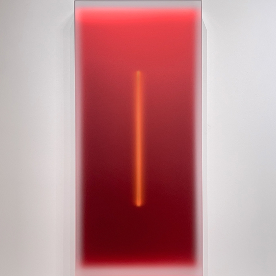 SOLD Casper Brindle, Light Glyph 060125-1 Red, 2025, Pigmented acrylic, 47.5 x 22 x 4.25 inches