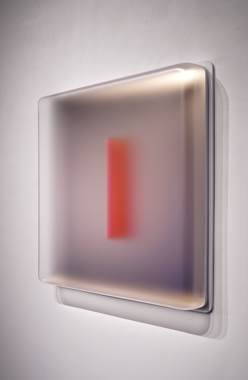 Casper Brindle, Rose Gold VF Glyph, 2024, Pigmented acrylic, 40.5 x 40.5 x 5.5 inches