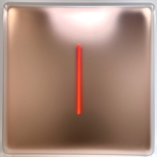 Casper Brindle, Rose Gold VF Glyph, 2024, Vacuum formed pigmented acrylic, 40.5 x 40.5 x 5.5 inches