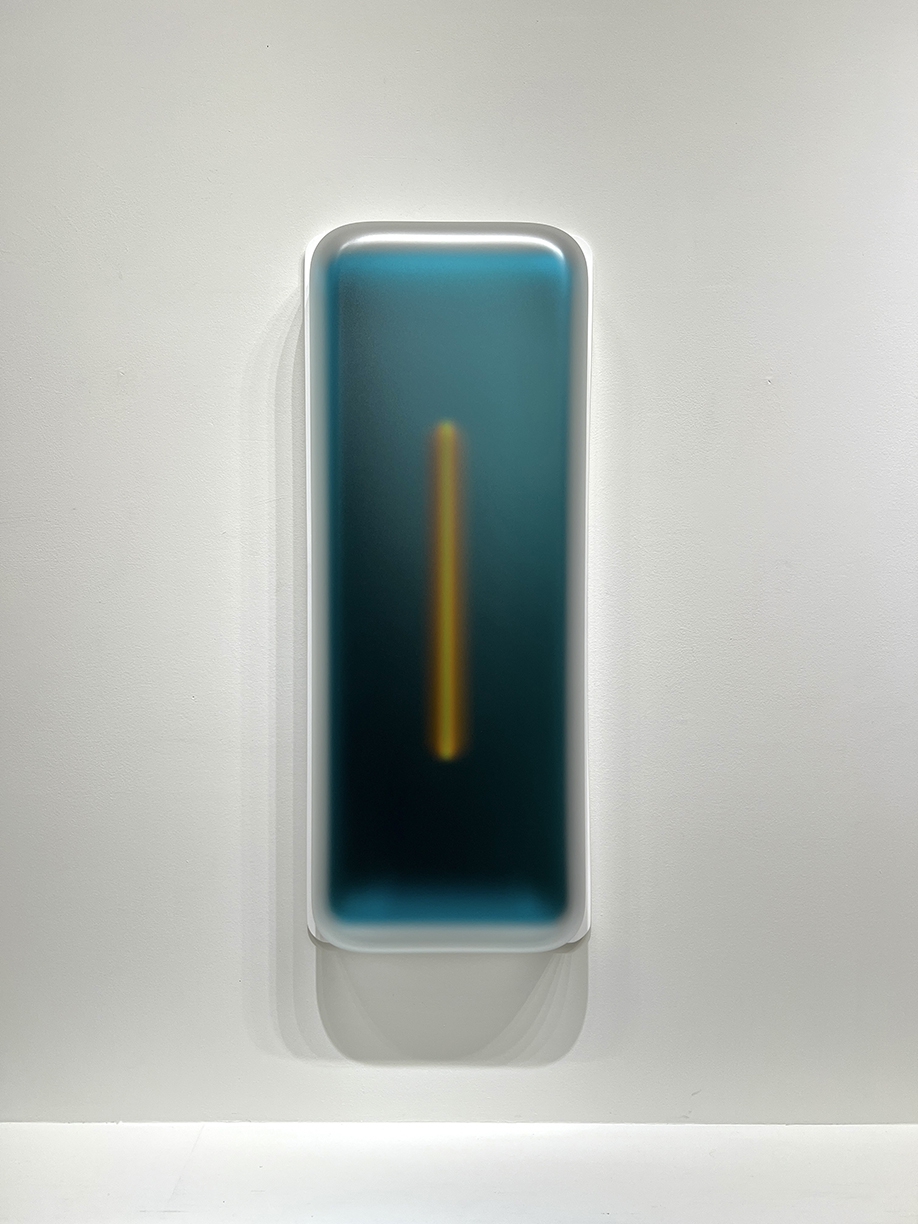Casper Brindle, VF Light Glyph 080125-81 Teal, 2025, Vacuum formed pigmented acrylic, 40.25 x 16.25 x 5.5 inches