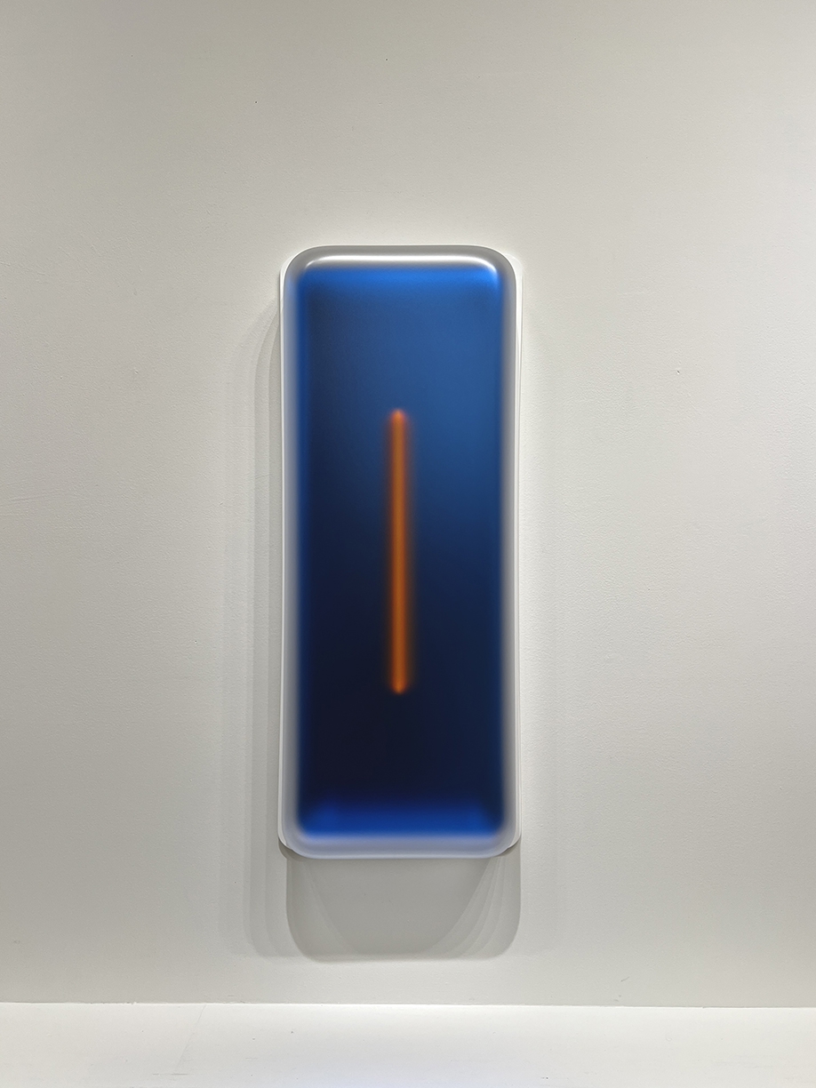 Casper Brindle, VF Light Glyph 080125-80 Light Blue, 2025, Vacuum formed pigmented acrylic, 40.25 x 16.25 x 5.5 inches