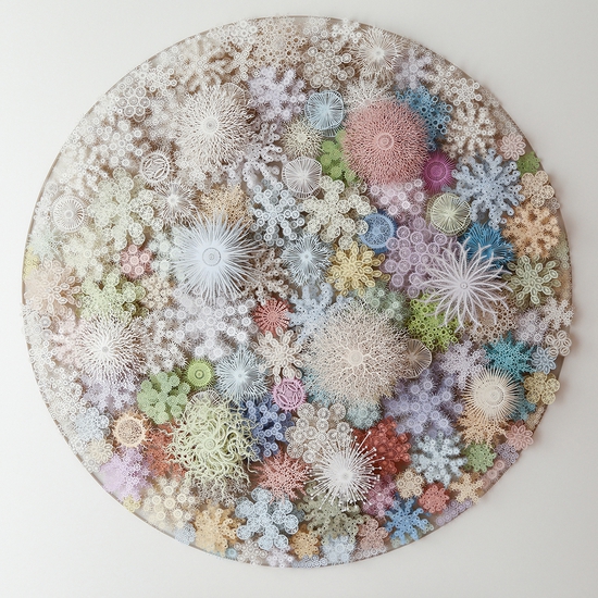 Rogan Brown: Magic Circle Coral Variation, 2020, Cut paper, 35 x 35 x 4 inches