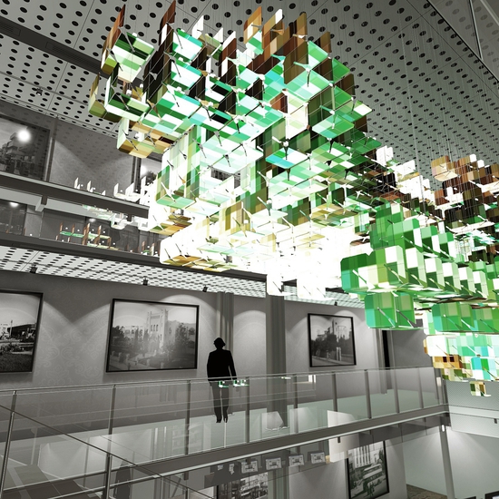 Brian Brush creates large scale interactive installation artworks through the use of light, metals and technology