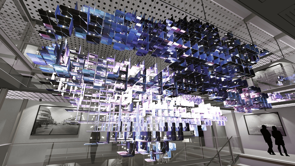 Brian Brush creates large scale interactive installation artworks through the use of light, metals and technology