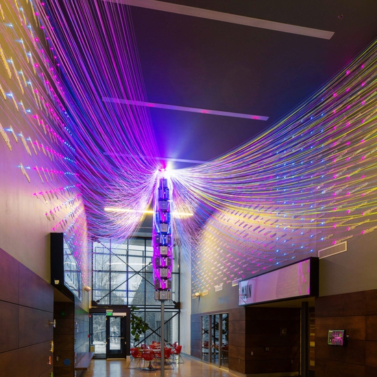 Brian Brush creates large scale interactive installation artworks through the use of light, metals and technology