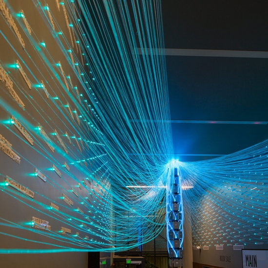 Brian Brush creates large scale interactive installation artworks through the use of light, metals and technology