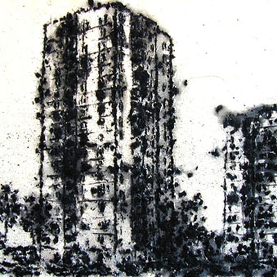 Philippe Cognée: Proliferation #4, 1998, Charcoal, acrylic on paper, 31.5 x 47 inches