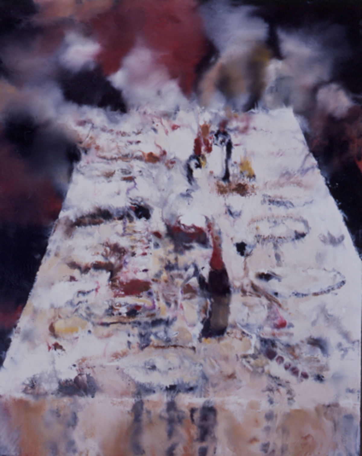 Philippe Cognée: Repas de Noel, 2001, Encaustic, oil on canvas over panel, 60 x 48 inches