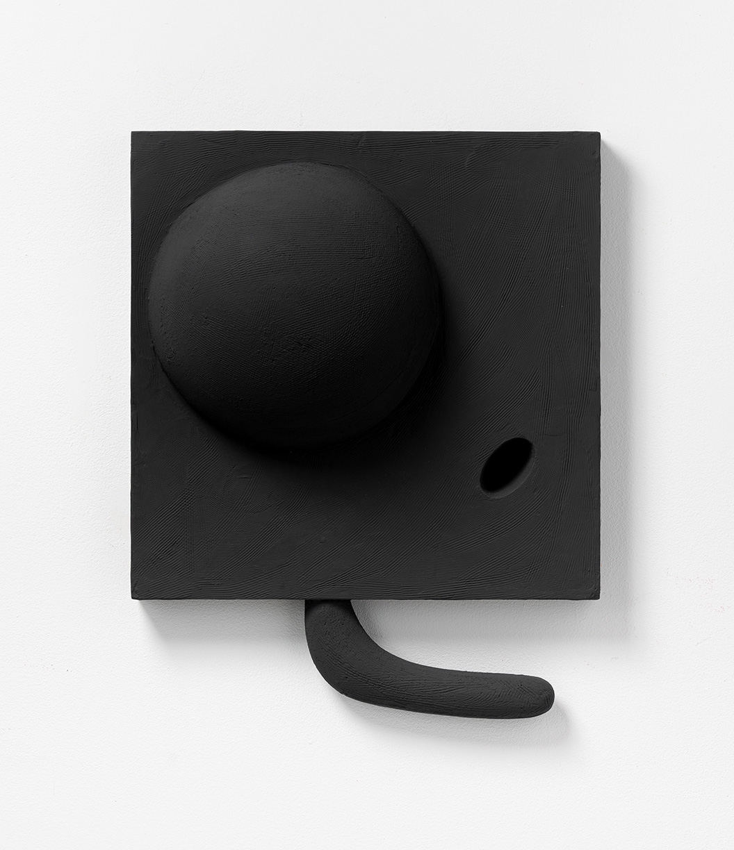 Iván Carmona: Gatito, 2022, Ceramic, plaster paint on panel, 20.25 x 16 x 7 inches