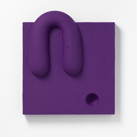 Iván Carmona: Noche, 2022, Ceramic, plaster paint on panel, 18 x 16 x 3.5 inches