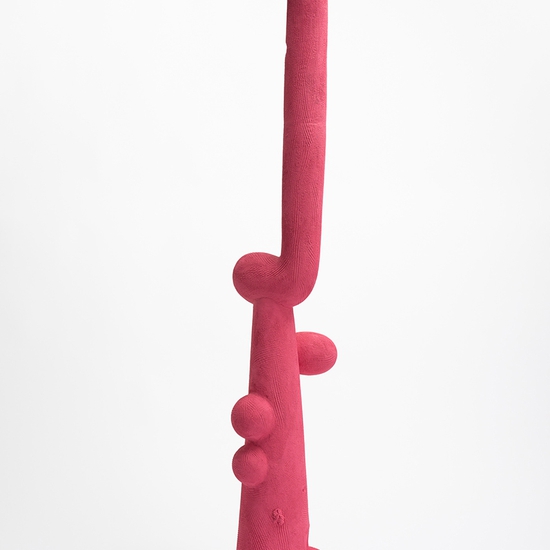Iván Carmona, Torre Rosa, 2025, Flashe paint on ceramic, 53.5 x 8 x 8 inches
