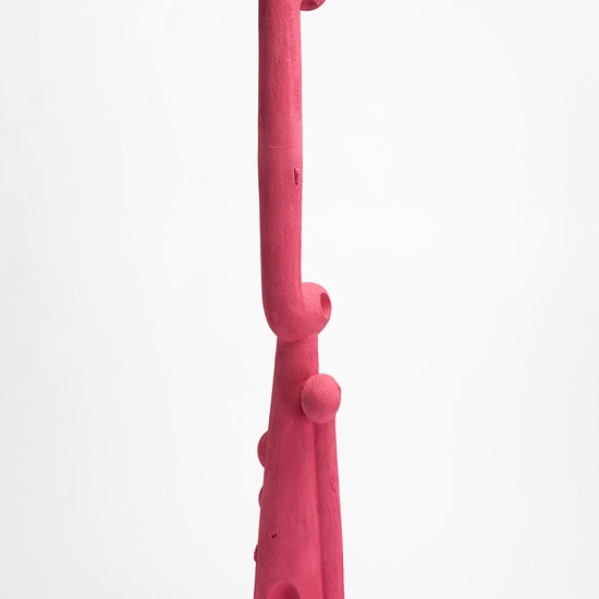 Iván Carmona, Torre Rosa, 2025, Flashe paint on ceramic, 53.5 x 8 x 8 inches