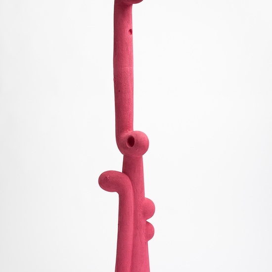 Iván Carmona, Torre Rosa, 2025, Flashe paint on ceramic, 53.5 x 8 x 8 inches