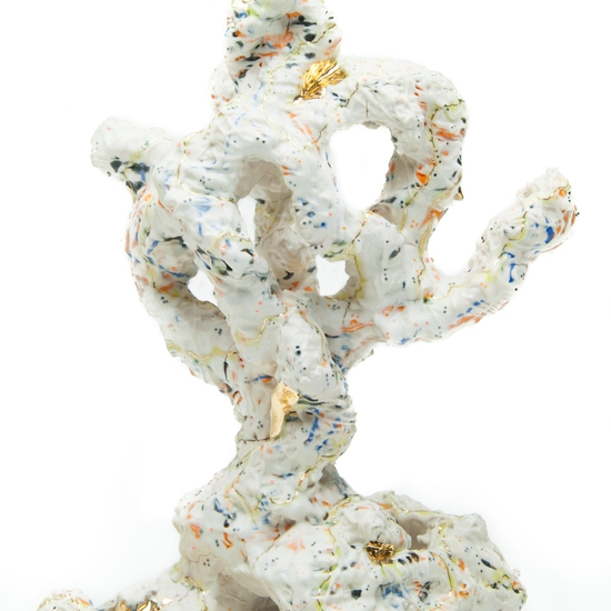 Andrew Casto sculpts organic abstract ceramic forms full of color and texture.