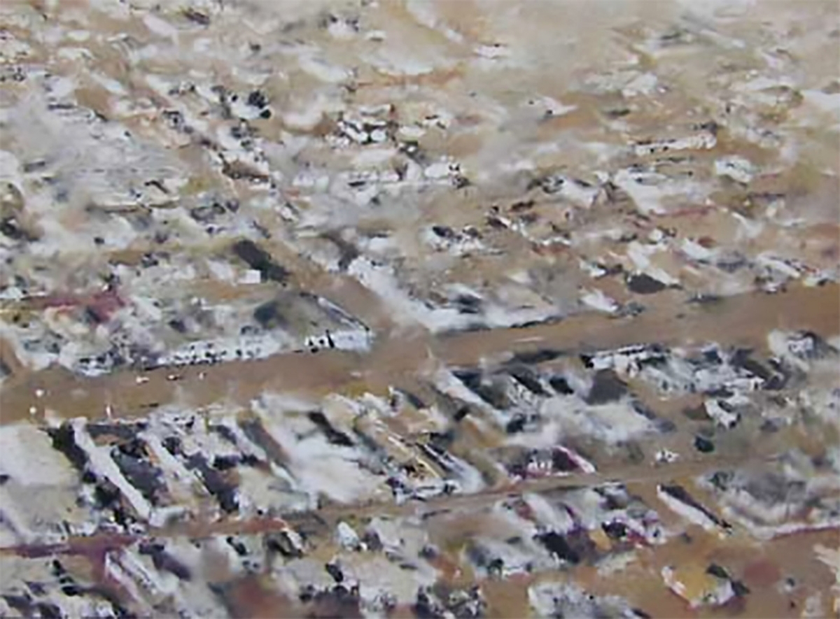 Philippe Cognée, Mexico 2, 2001, Encaustic, oil on canvas over panel, 30 x 47.25 inches