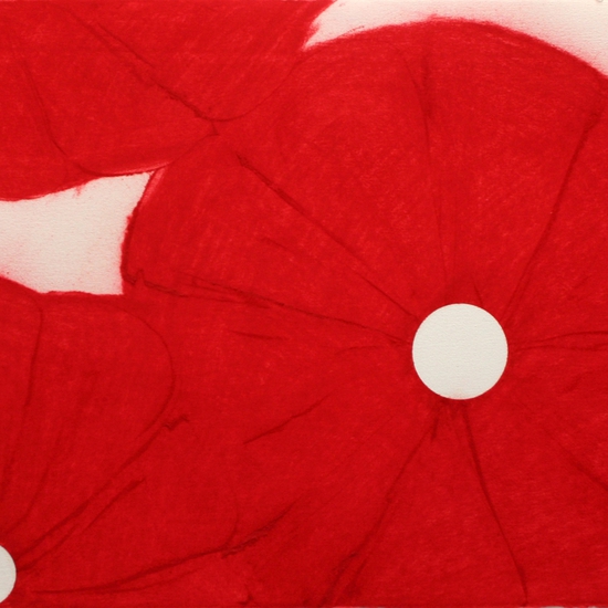 Donald Sultan: Three Red Flowers May 10, 1997, Red conte on paper, 22 x 30 inches