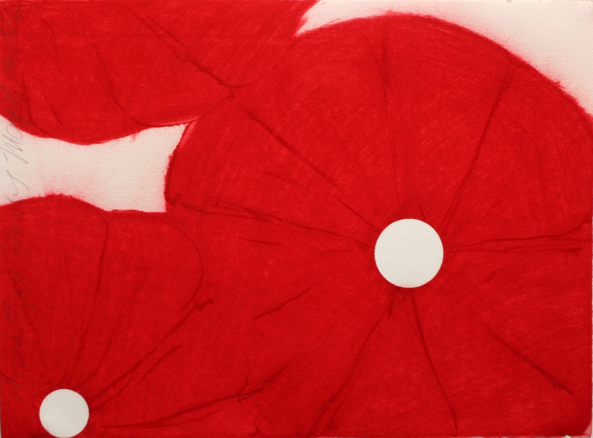 Donald Sultan: Three Red Flowers May 10, 1997, Red conte on paper, 22 x 30 inches