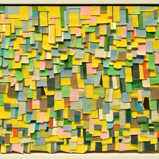 Susan Dory: Clear Moment, 2018, Acrylic on canvas over panel, bas relief paintings, 16 x 19.5 inches