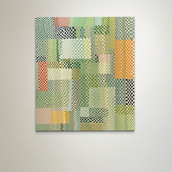 Susan Dory: Meshing, 2022, Acrylic on canvas over panel, 60 x 52 x 2 inches