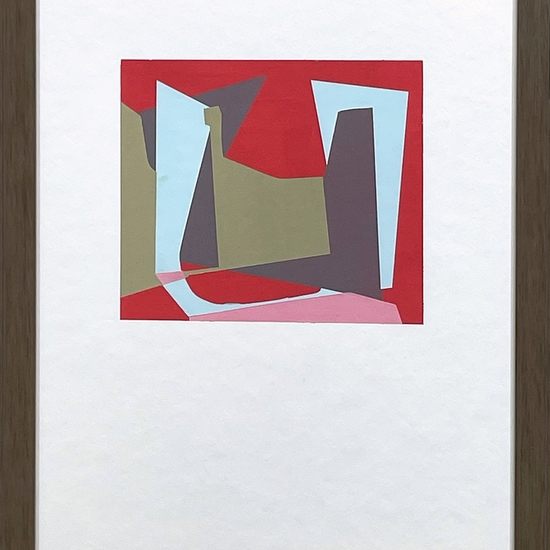 Susan Dory, Polychrome 2, 2025 , Acrylic on paper,  5.75 x 6.75 inches, paper size 14 x 11 inches, framed size 15 x 12 x 1.5 inches