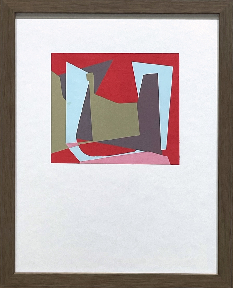Susan Dory, Polychrome 2, 2025 , Acrylic on paper,  5.75 x 6.75 inches, paper size 14 x 11 inches, framed size 15 x 12 x 1.5 inches