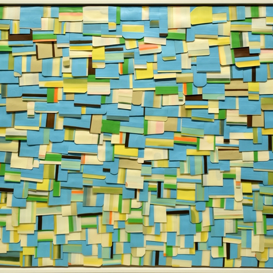 Susan Dory: Part / Whole Guide, 2018, Acrylic on canvas over panel, bas relief paintings, 33.5 x 38 inches