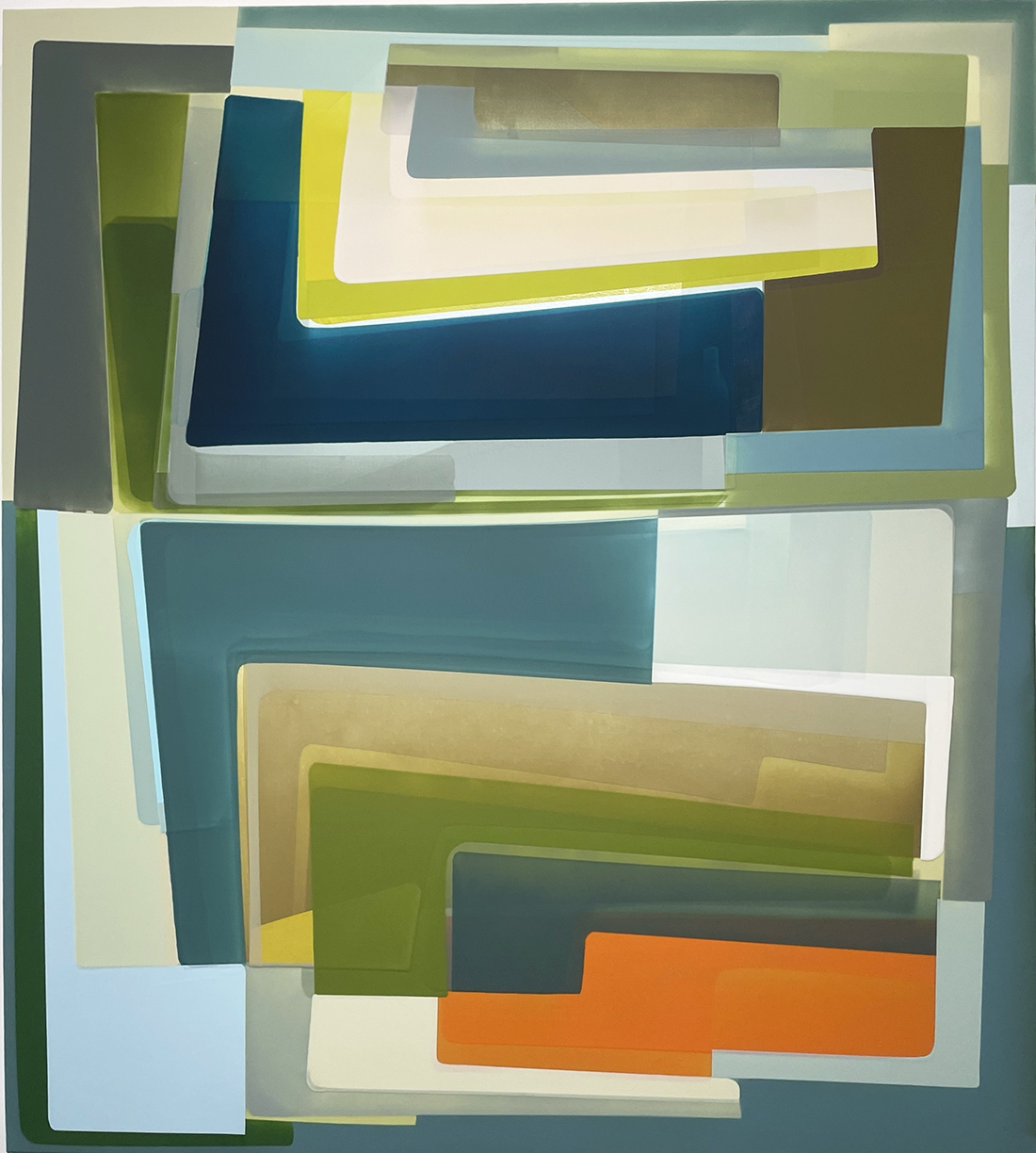 Susan Dory, Speed Trial, 2025, Acrylic on canvas over panel, 58 x 52 x 2 inches