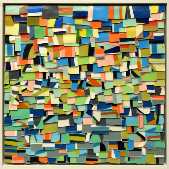 Susan Dory: The Greens and Pinks, 2018, Acrylic on canvas over panel, bas relief paintings, 24 x 24 inches
