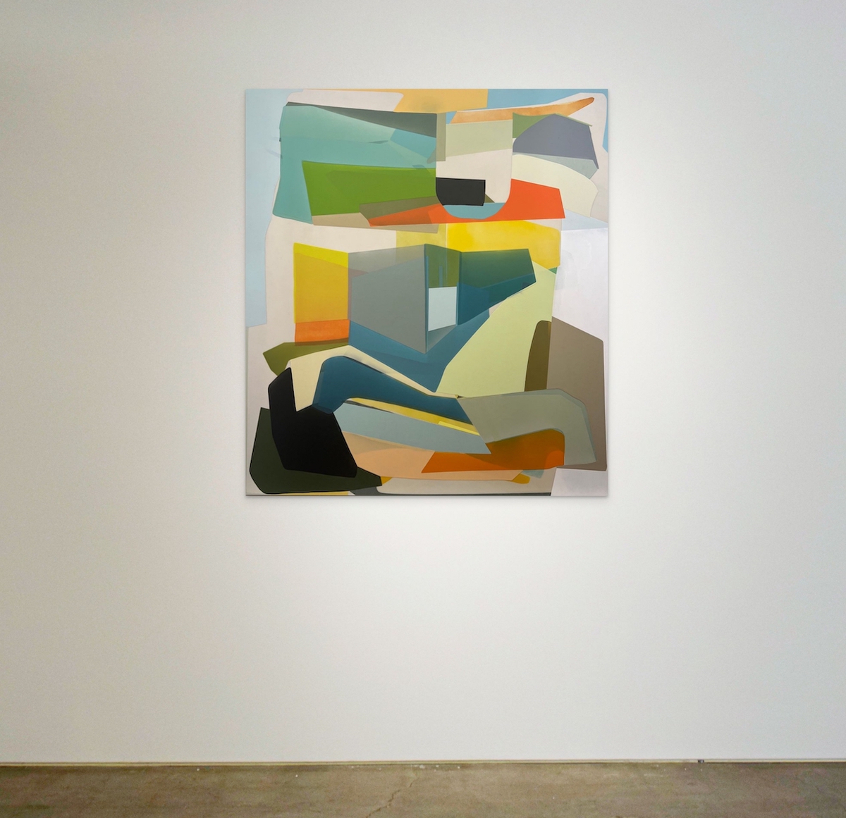 Susan Dory: Go-between, 2024, Acrylic on canvas over panel, 58 x 52 x 2 inches