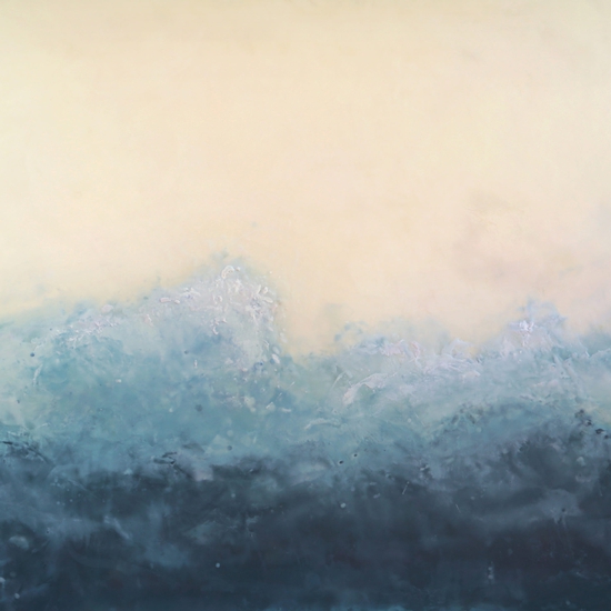 Betsy Eby, Blue Wave II, 2018, Encaustic on canvas over panel, 47.5 x 66 inches
