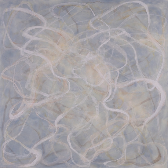 Betsy Eby, Chromatic Frequency No. 23, 2026, Encaustic and oil on panel, 48 x 48 x 2 inches